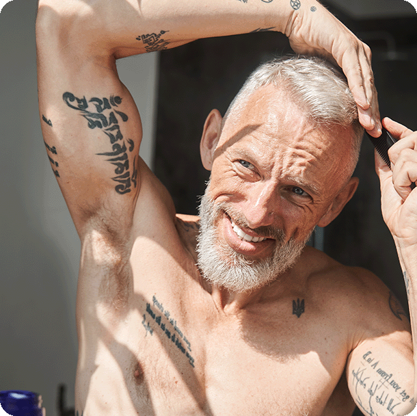 DHT Balance - Man combing his hair