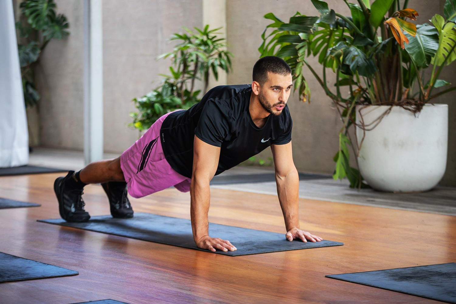 A man doing upper body exercise